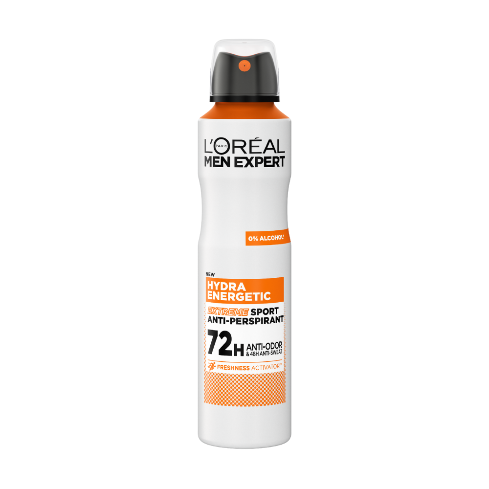 6 x L'Oreal Paris Men Expert Hydra Energetic Extreme Sport 72HR Antiperspirant Spray Deodorant 250mL