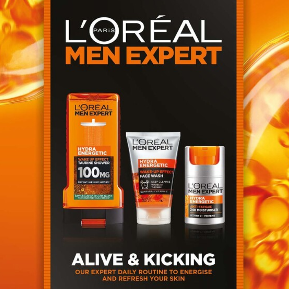 3 x L'Oreal Paris Men Expert Hydra Energetic Wake Up Effect Taurine Shower Gel 300mL