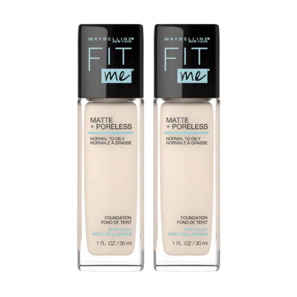2 x Maybelline Fit Me Matte & Poreless Mattifying Liquid Foundation 30mL - 105 Fair Ivory