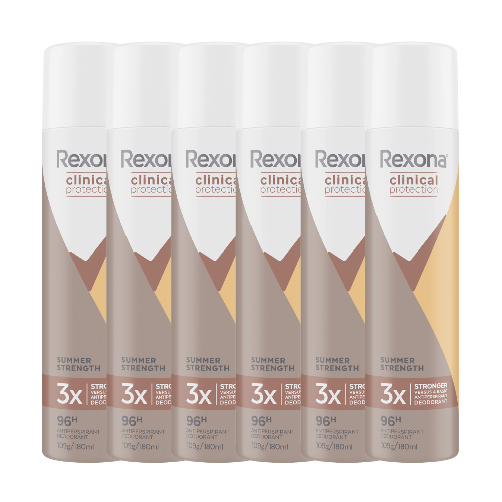 6 x Rexona Clinical Protection 96H Summer Strength Antiperspirant Spray Deodorant 180mL
