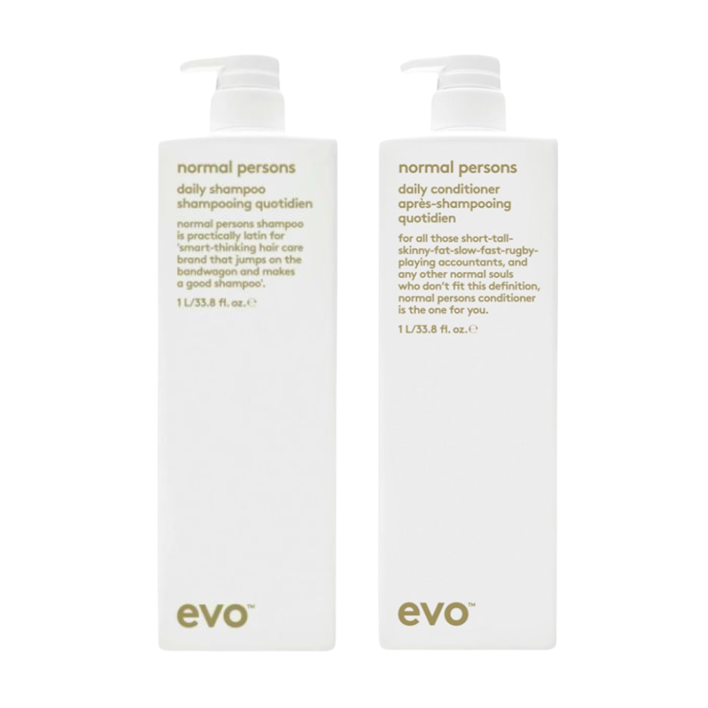 Evo Normal Persons Daily Shampoo & Conditioner 1 Litre (1000mL) Duo