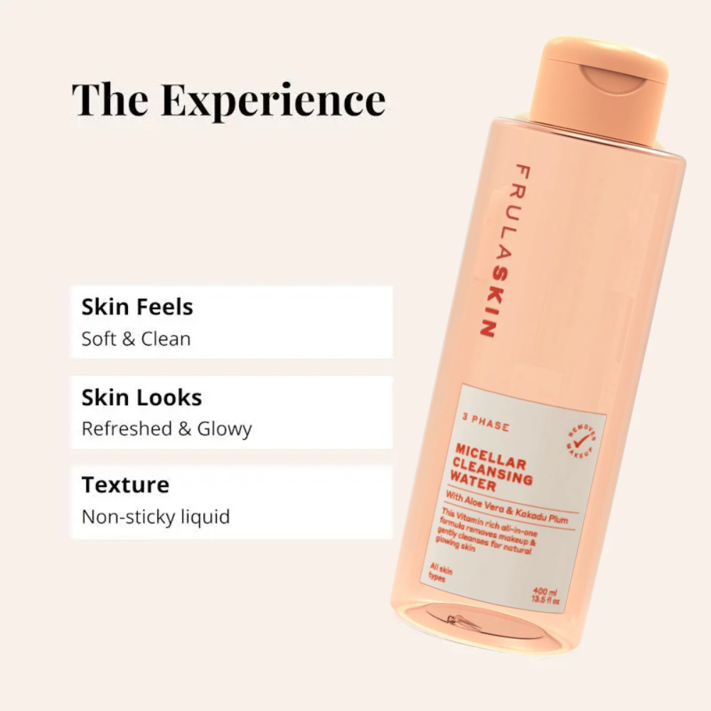 3 x Frula Skin 3 Phase Micellar Cleansing Water with Aloe Vera & Kakadu Plum 400mL