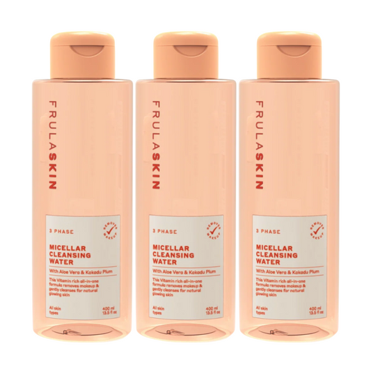 3 x Frula Skin 3 Phase Micellar Cleansing Water with Aloe Vera & Kakadu Plum 400mL