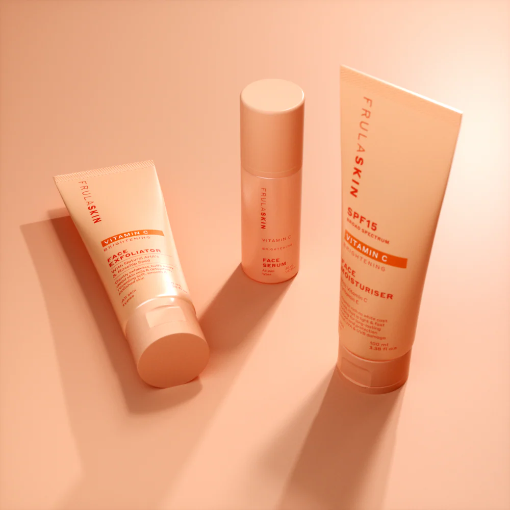 3 x Frula Skin Vitamin C Brightening Face Exfoliator with AHAs & Jojoba Oil 100mL