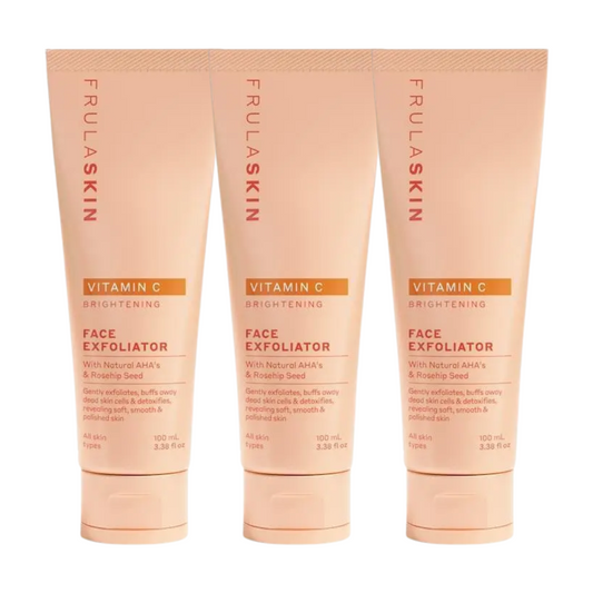 3 x Frula Skin Vitamin C Brightening Face Exfoliator with AHAs & Jojoba Oil 100mL