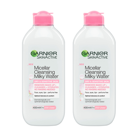 2 x Garnier SkinActive Micellar Cleansing Milky Water for Sensitive Skin 400mL