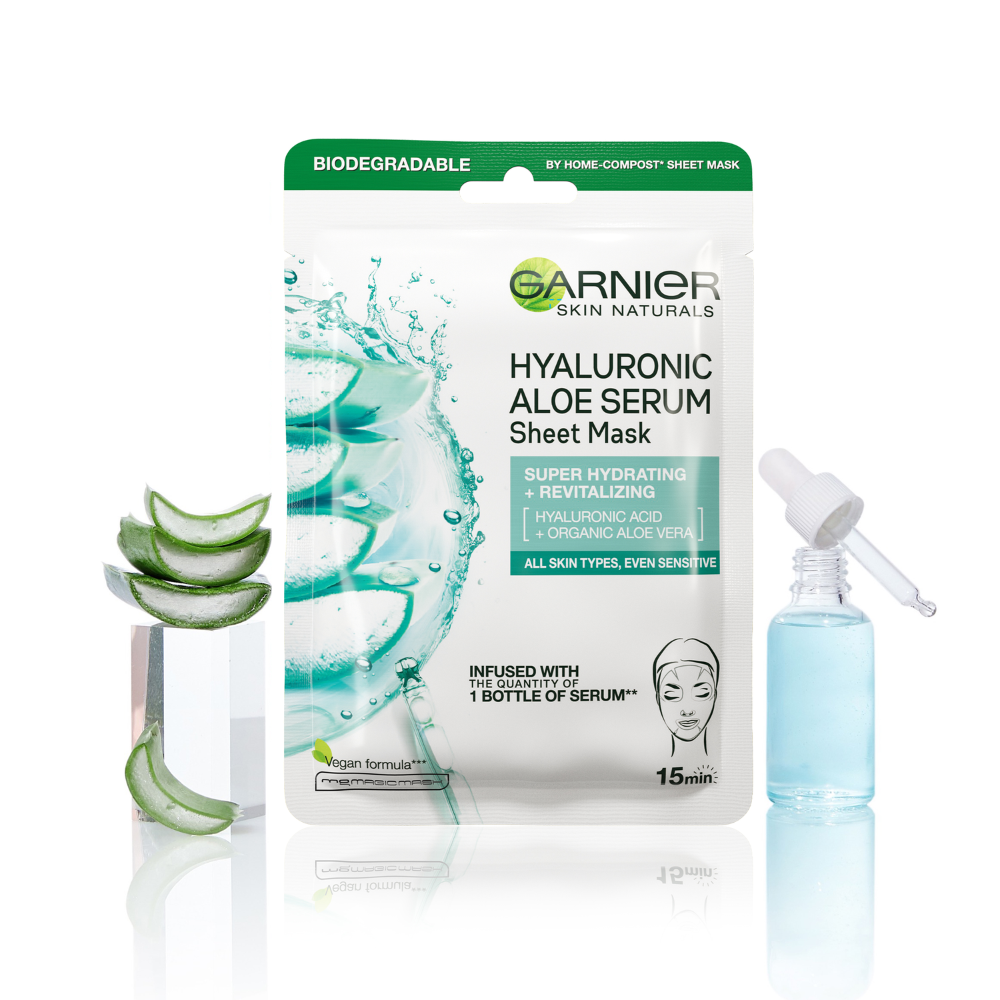 20 x Garnier Hyaluronic Acid Face Sheet Mask 28g - Aloe