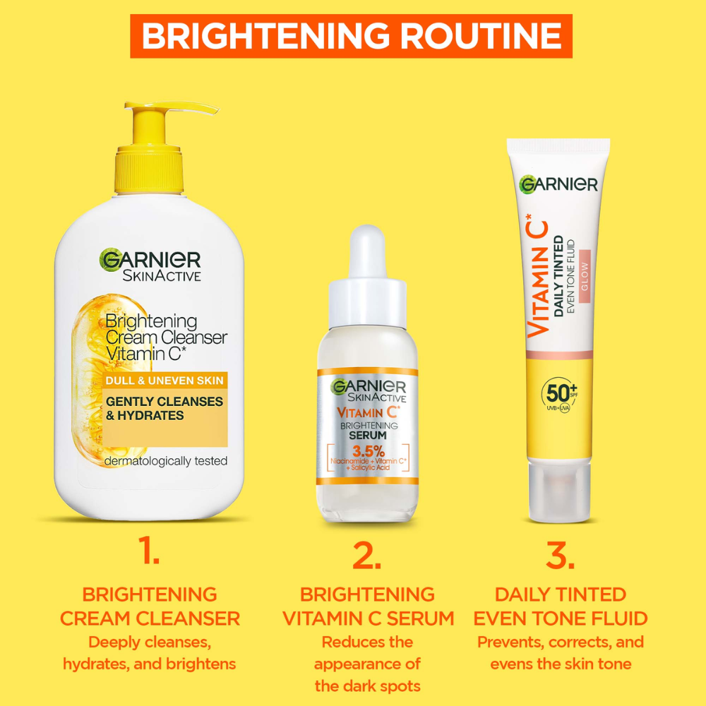 3 x Garnier SkinActive Brightening Vitamin C Cream Cleanser 250mL