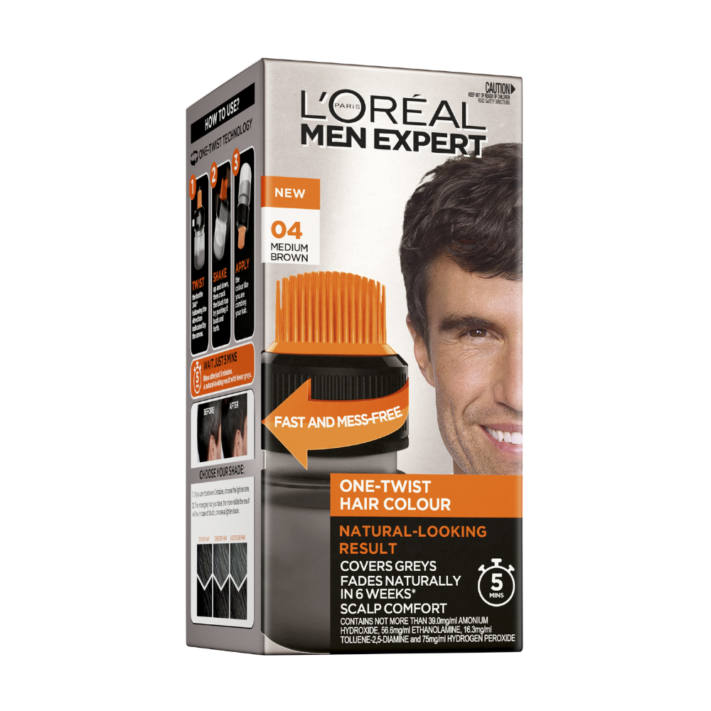 3 x L'Oreal Paris Men Expert One Twist Hair Colour - 04 Medium Brown
