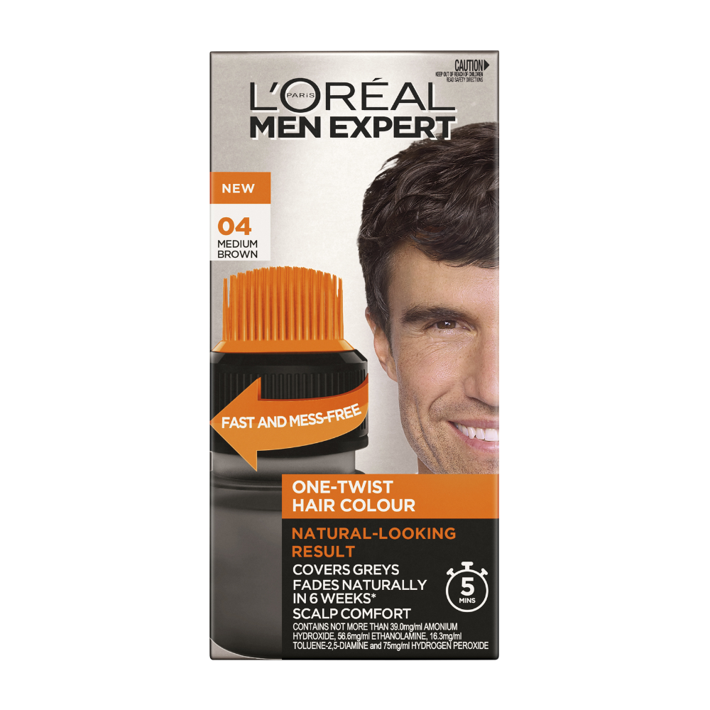 3 x L'Oreal Paris Men Expert One Twist Hair Colour - 04 Medium Brown