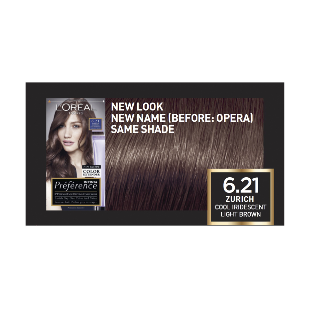 3 x L'Oreal Paris Preference Permanent Hair Colour - 6.21 Zurich Cool Iridescent Light Brown