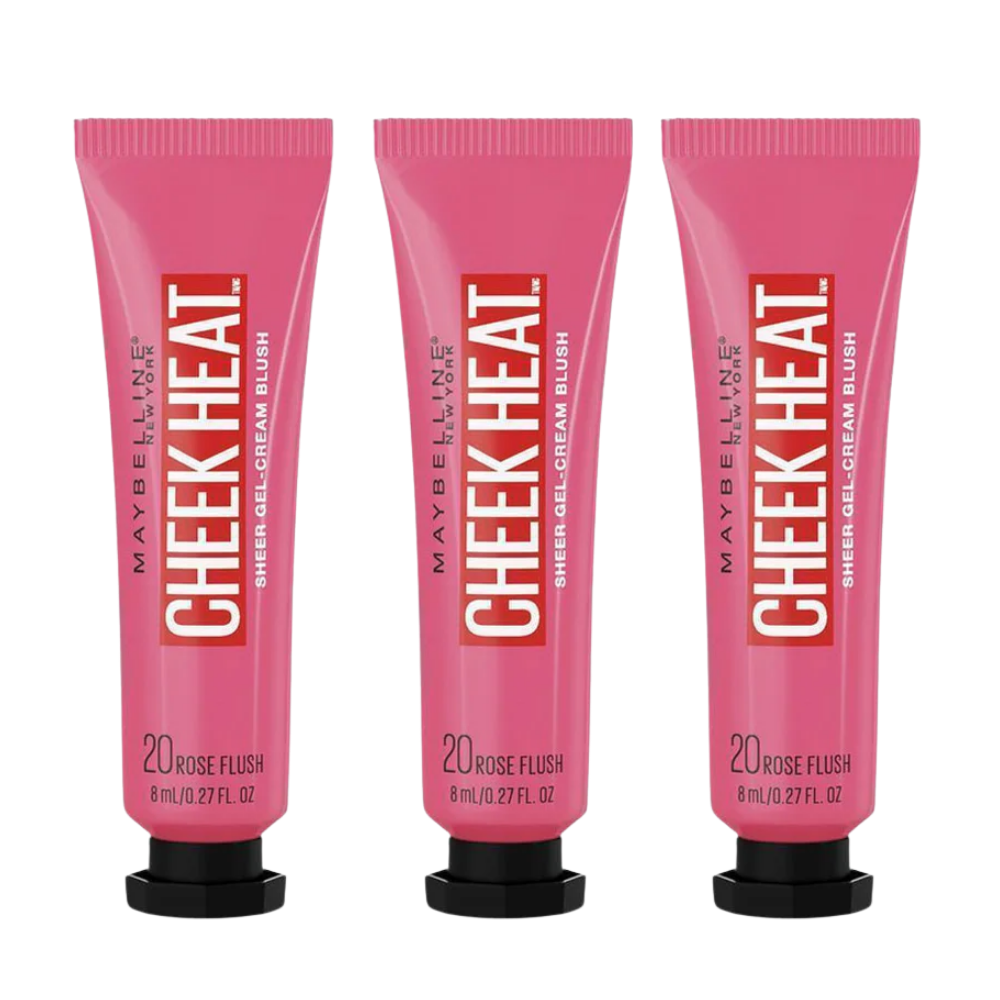 3 x Maybelline Cheek Heat Blush 8mL - 20 Rose Flush