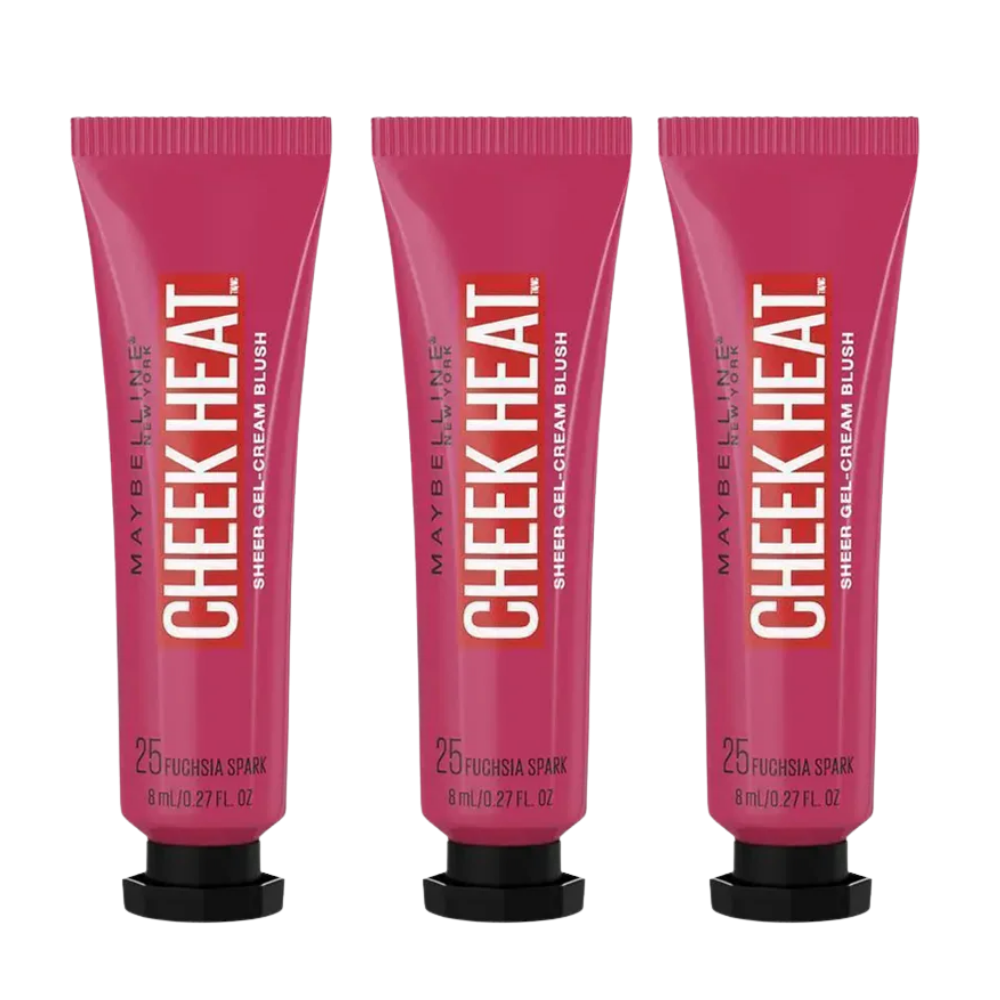 3 x Maybelline Cheek Heat Blush 8mL - 25 Fuchsia Spark