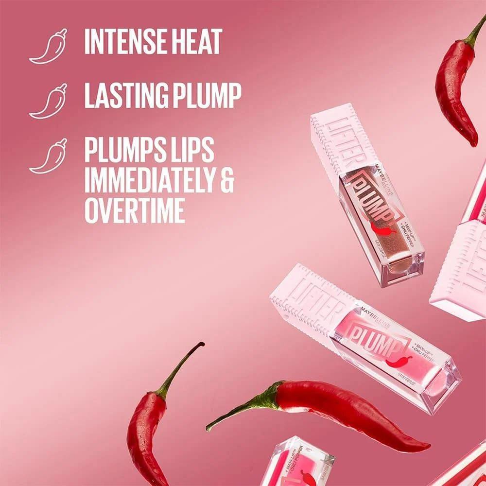 3 x Maybelline Lifter Plump Gloss Plumping Lip Gloss 5.4mL - 004 Red Flag