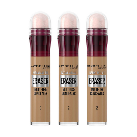 3 x Maybelline Instant Age Rewind Eraser Multi-Use Concealer 6.8mL - 02 Nude