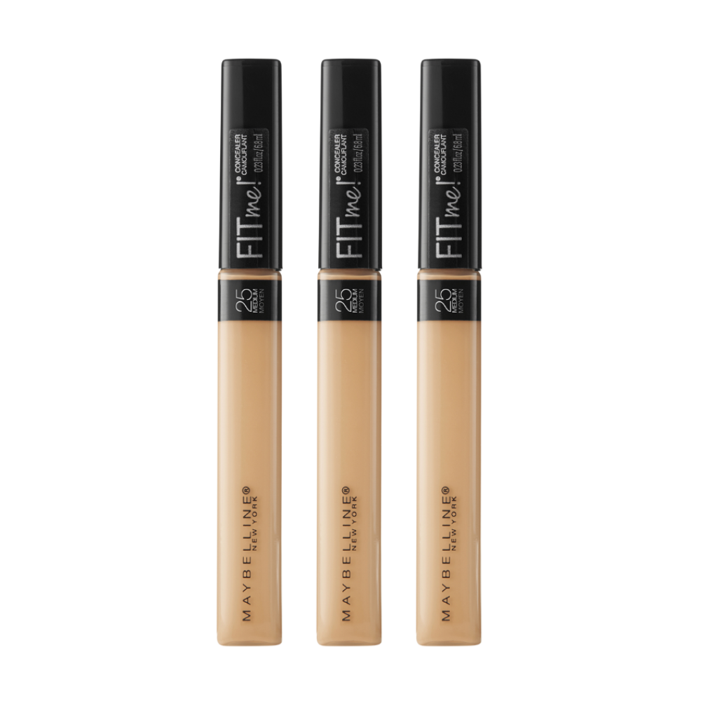 3 x Maybelline Fit Me Natural Medium Coverage Concealer 6.8mL - 25 Medium