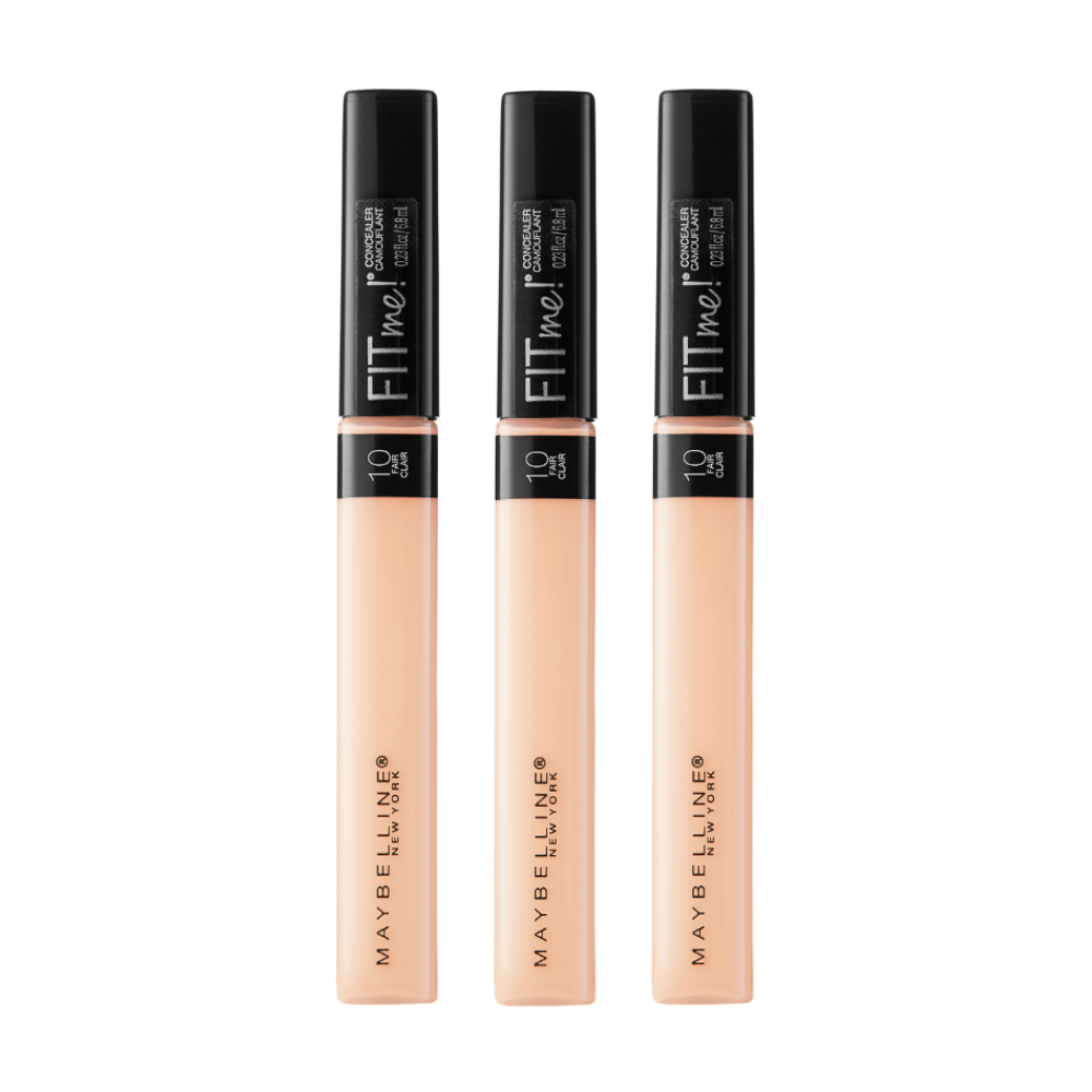 3 x Maybelline Fit Me Natural Medium Coverage Concealer 6.8mL - 10 Light