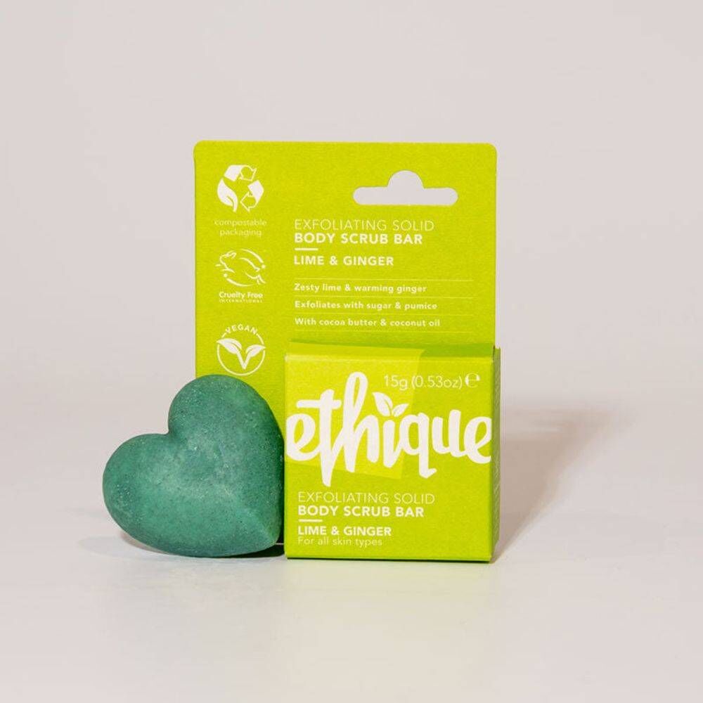 5 x ETHIQUE Solid Body Scrub Bar Mini 15g - Exfoliating Lime & Ginger