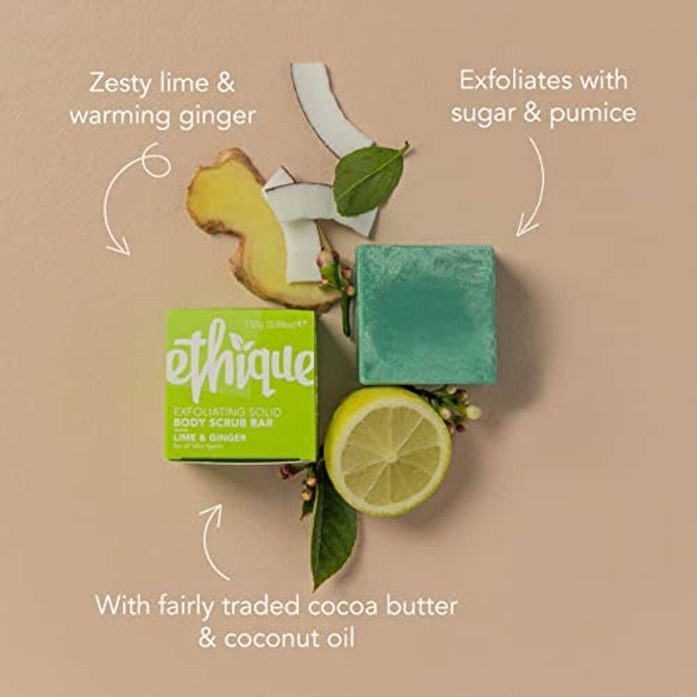 5 x ETHIQUE Solid Body Scrub Bar Mini 15g - Exfoliating Lime & Ginger