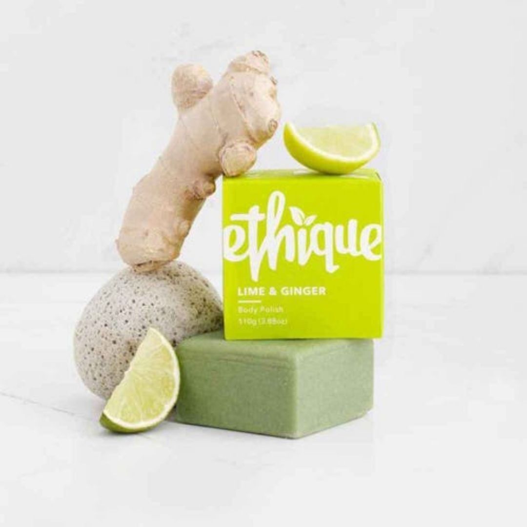 5 x ETHIQUE Solid Body Scrub Bar Mini 15g - Exfoliating Lime & Ginger