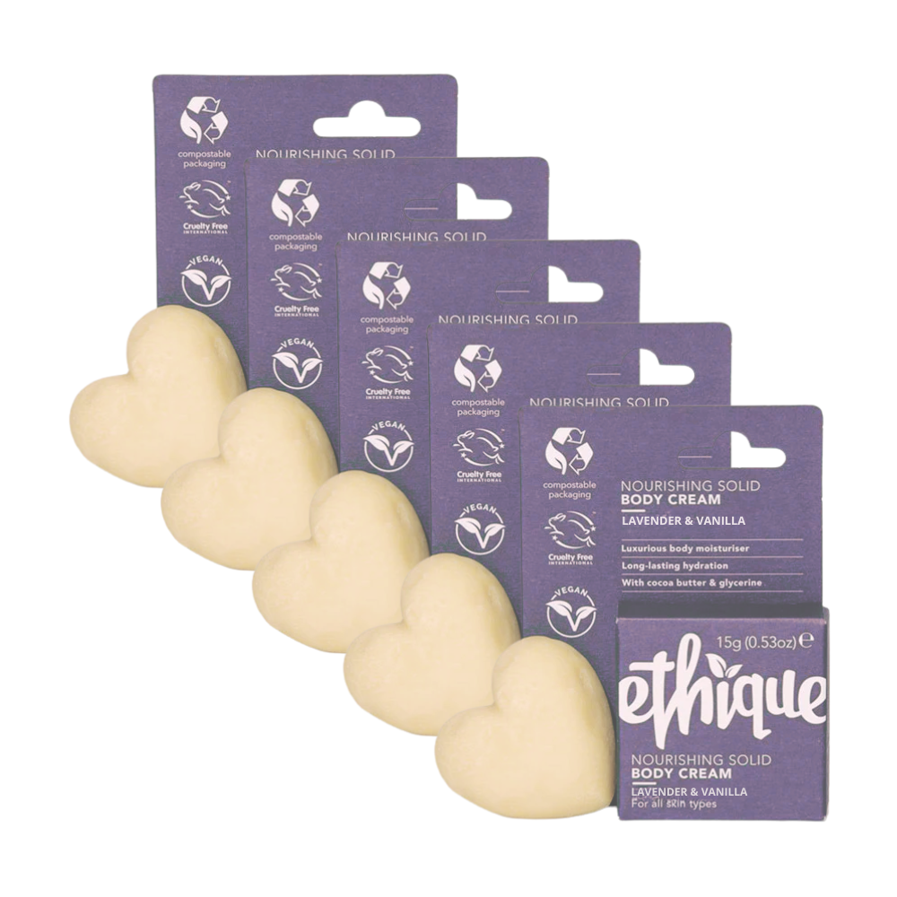 5 x ETHIQUE Solid Nourishing Body Cream Mini 15g - Lavender & Vanilla