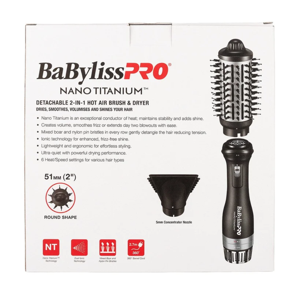 BaBylissPRO Nano Titanium Detachable Hot Air Brush and Styler 51mm