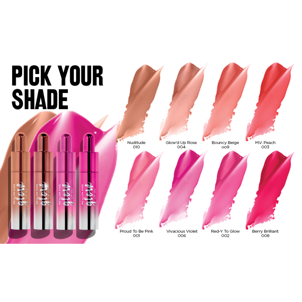 Revlon Kiss Glow Lip Oil 7.1mL - 009 Bouncy Beige