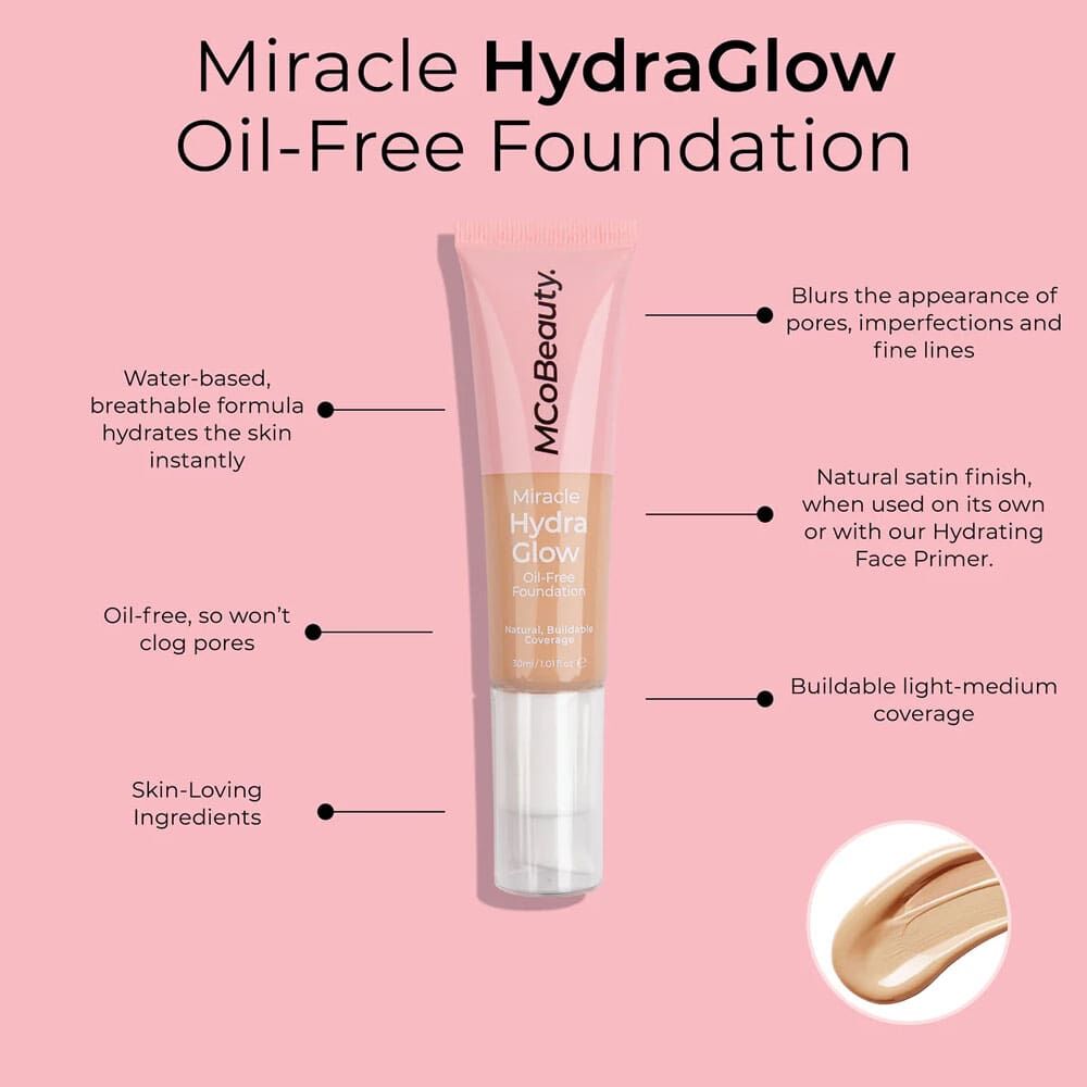 2 x MCoBeauty Miracle Hydro Glow Oil Free Foundation 30mL - Natural Honey