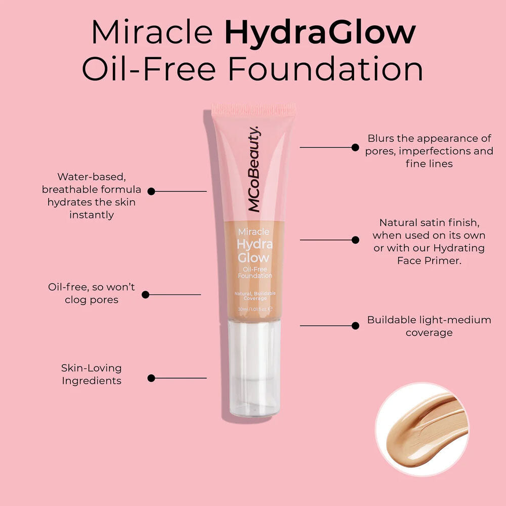 2 x MCoBeauty Miracle Hydro Glow Oil Free Foundation 30mL - Natural Tan