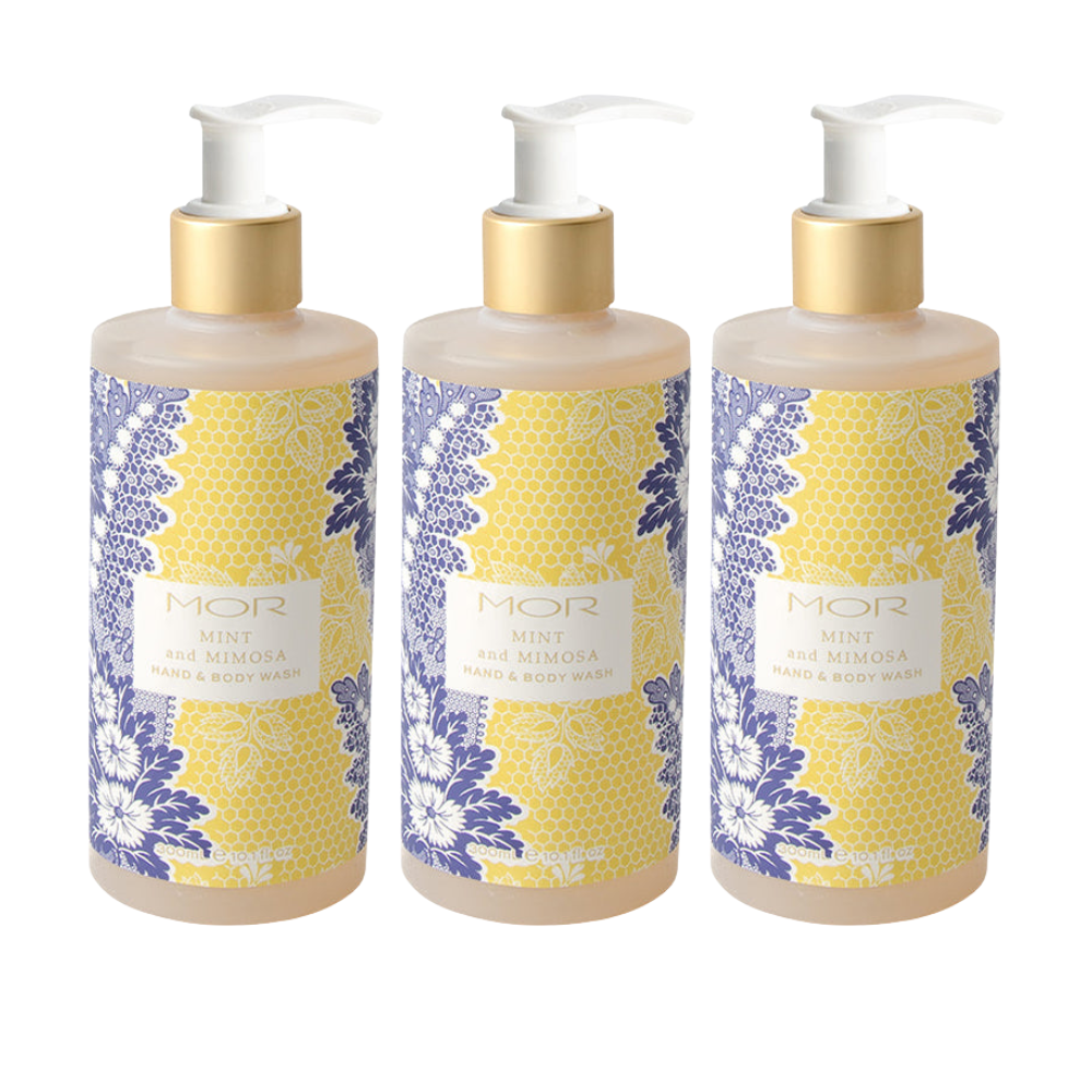 3 x MOR Boutique Jardiniere Bath & Shower Gel 300mL - Mint & Mimosa