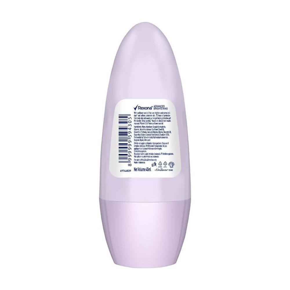 6 x Rexona Advanced Brightening 72H Deodorant Roll On 45mL