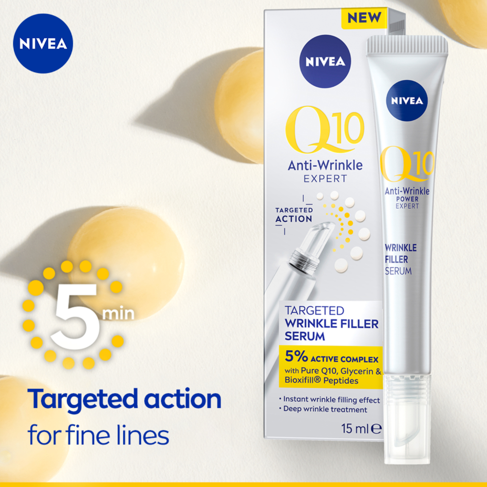 3 x Nivea Q10 Anti-Wrinkle Expert Wrinkle Filler Serum 15mL