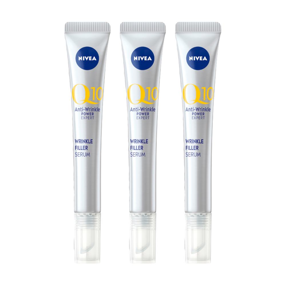 3 x Nivea Q10 Anti-Wrinkle Expert Wrinkle Filler Serum 15mL
