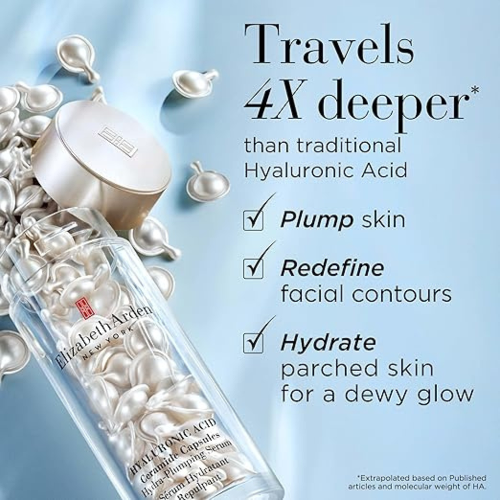 Elizabeth Arden Hyaluronic Acid Hydra-Plumping Serum Ceramide 60 Capsules Face 28mL