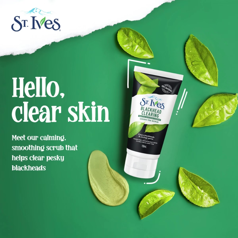 6 x St Ives Blackhead Clearing Green Tea Scrub 150mL