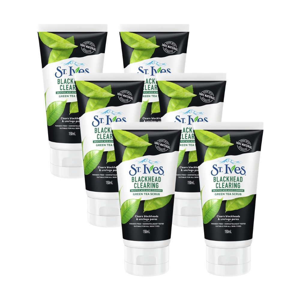 6 x St Ives Blackhead Clearing Green Tea Scrub 150mL