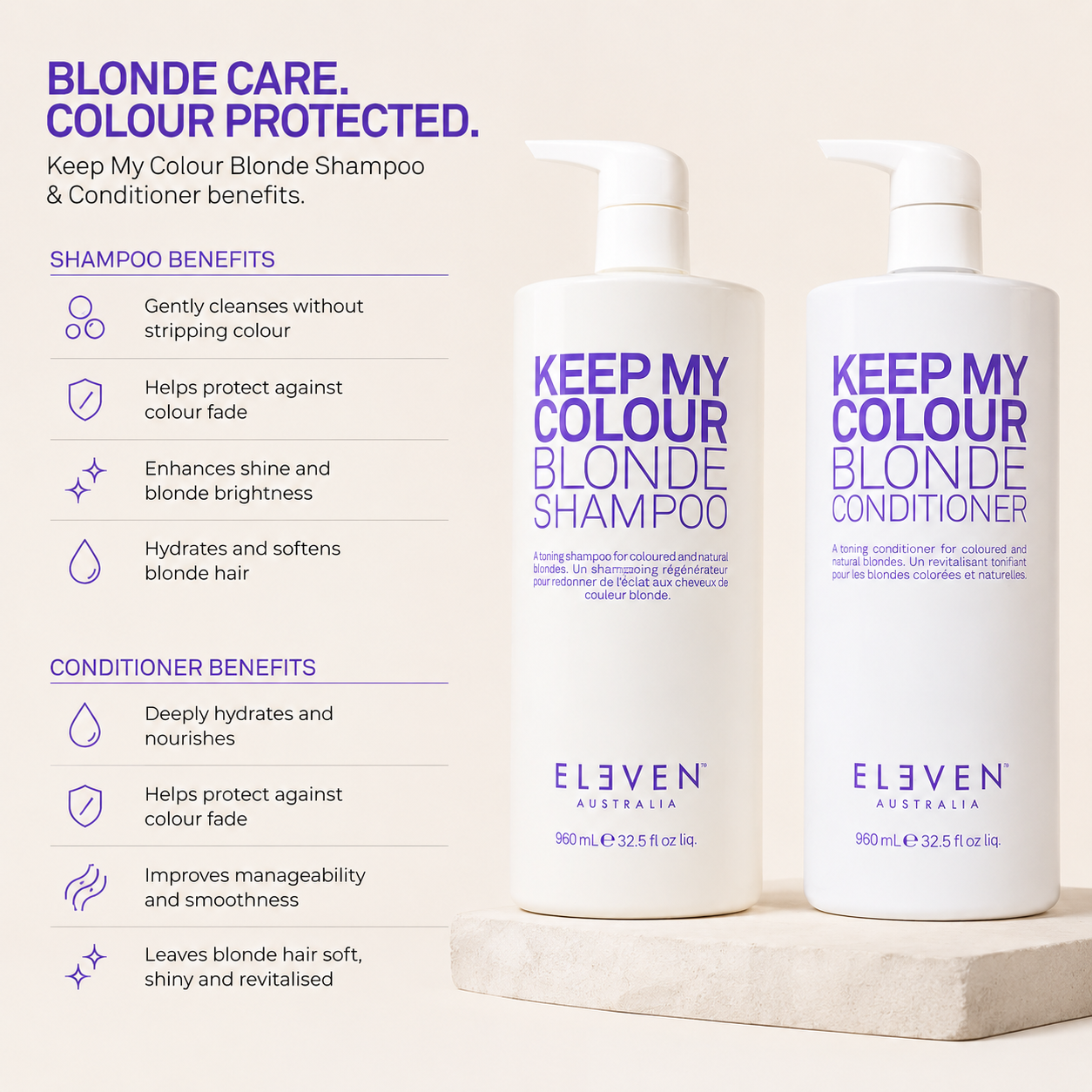 Eleven Australia Keep My Colour Blonde Shampoo & Conditioner 960mL Duo