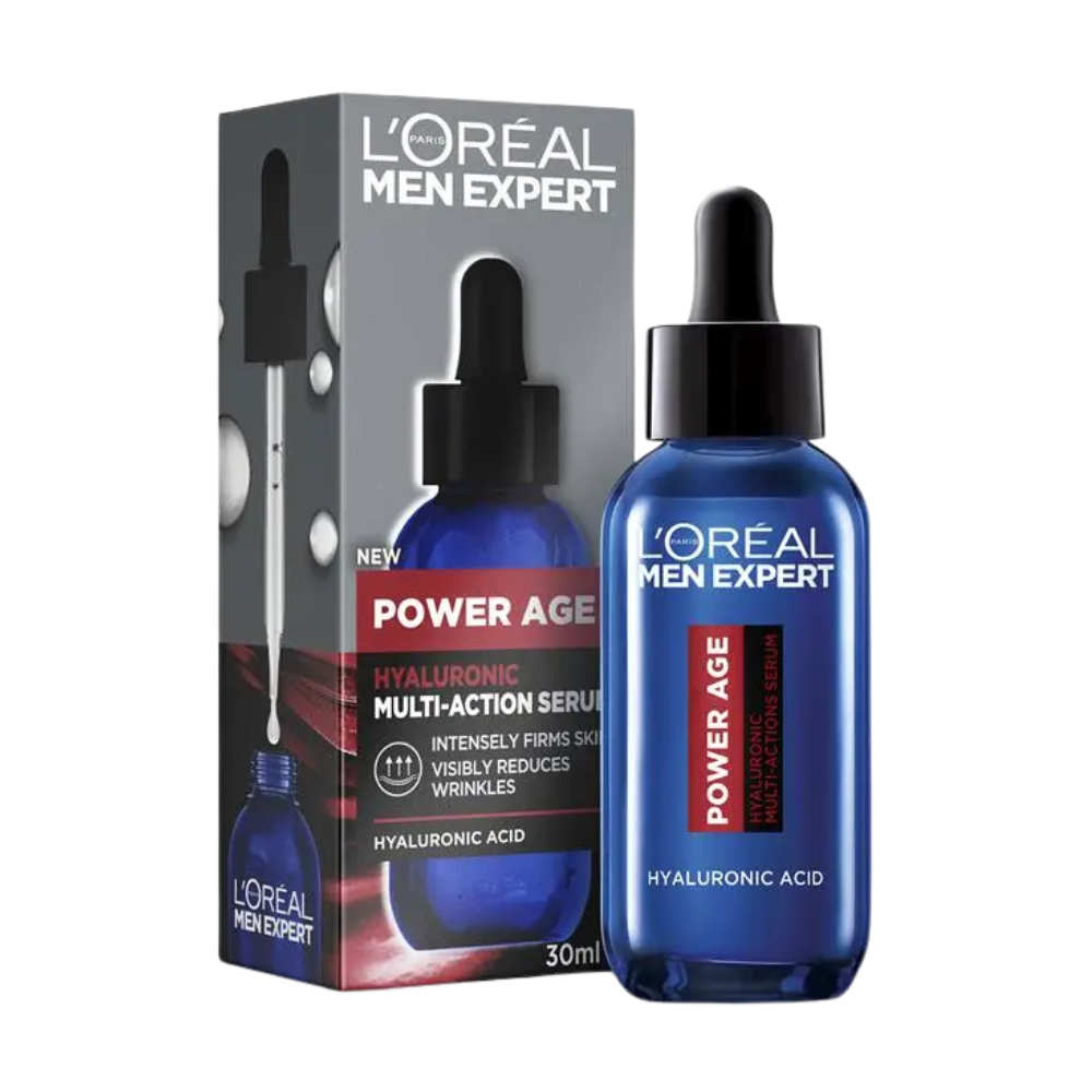 2 x L'Oreal Paris Men Expert Power Age Multi-Action Hyaluronic Acid Serum 30mL
