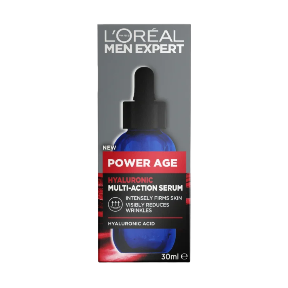 2 x L'Oreal Paris Men Expert Power Age Multi-Action Hyaluronic Acid Serum 30mL
