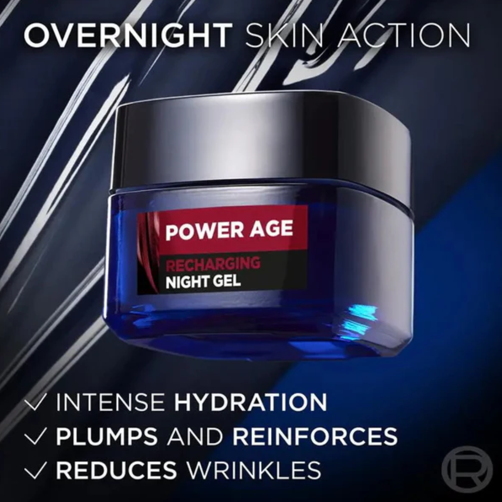 2 x L'Oreal Paris Men Expert Power Age Recharging Night Gel 50mL
