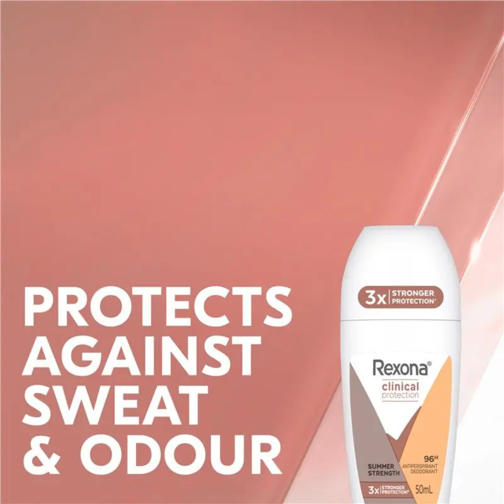 6 x Rexona Clinical Protection 96H Summer Strength Antiperspirant Roll On Deodorant 50mL