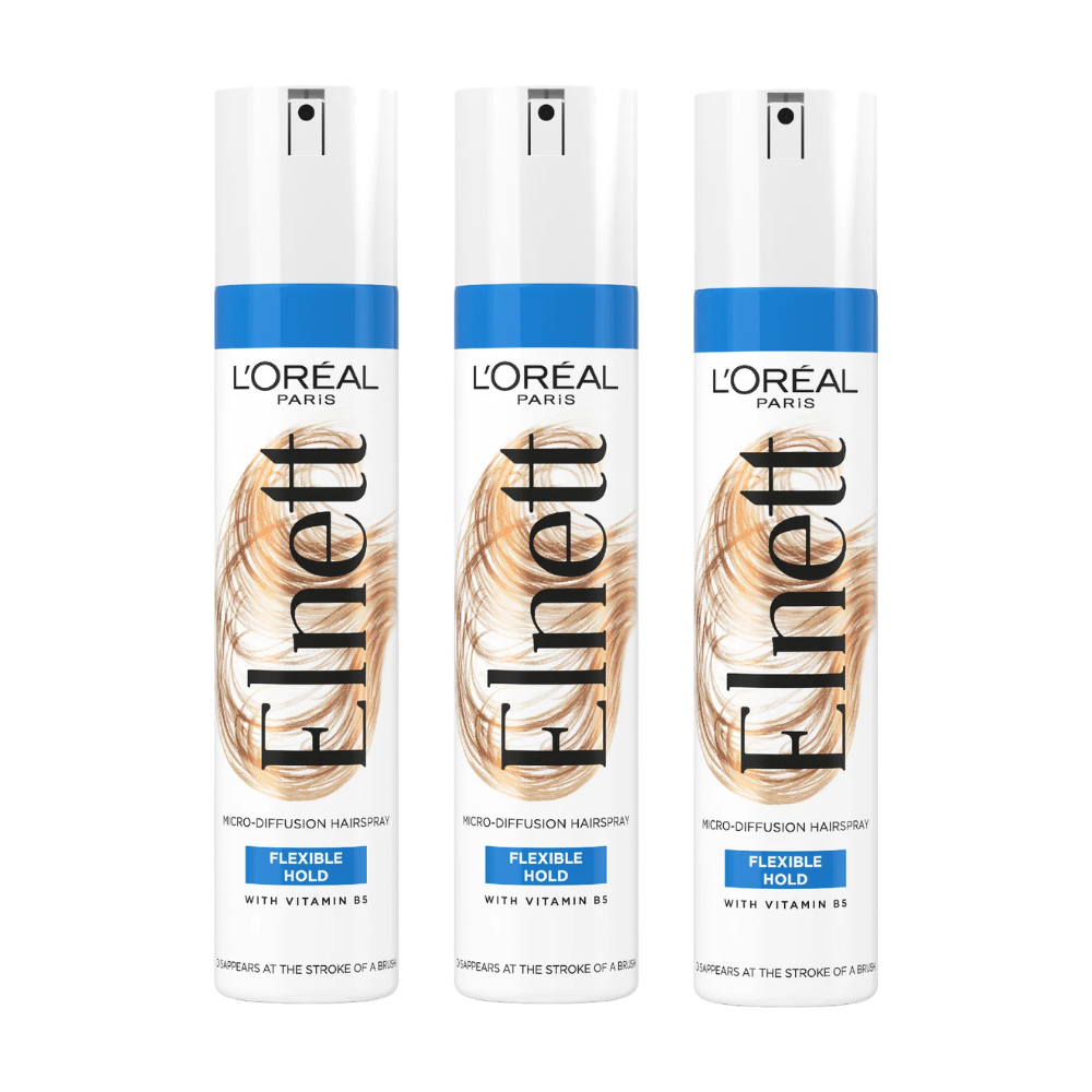 3 x L'Oreal Paris Elnett Flexible Hold Hairspray 400mL