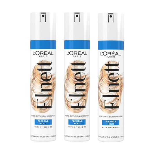 3 x L'Oreal Paris Elnett Flexible Hold Hairspray 400mL