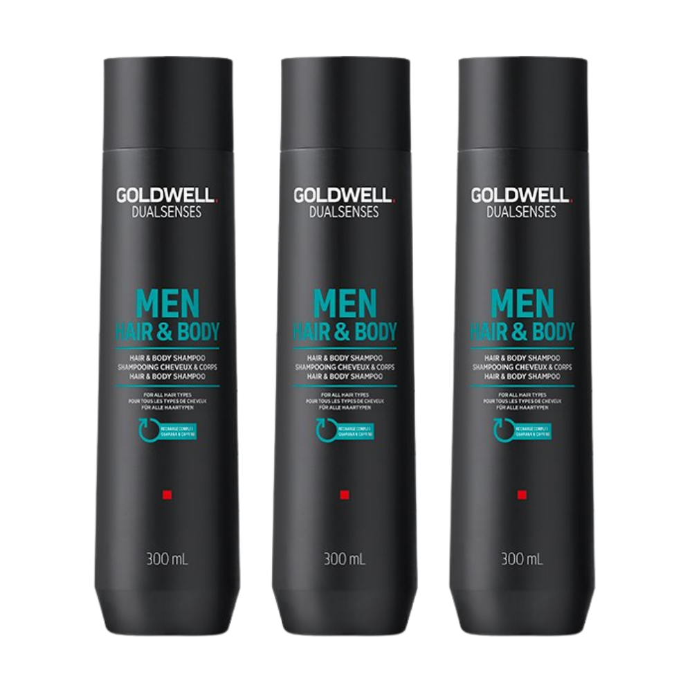 3 x Goldwell Dualsenses Men Hair & Body Shampoo Travel Size 100mL