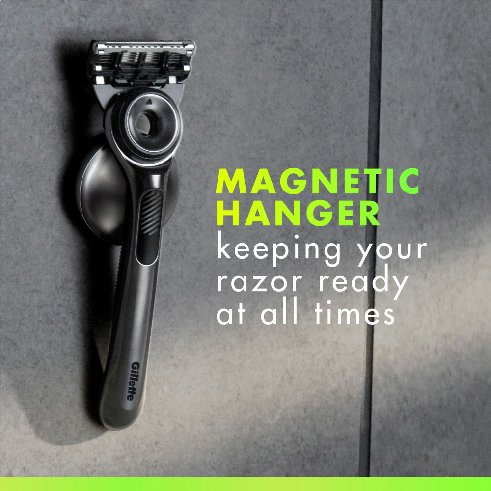 Gillette Labs Exfoliating Razor Handle with Magnetic Hook + 4 Refill Blades