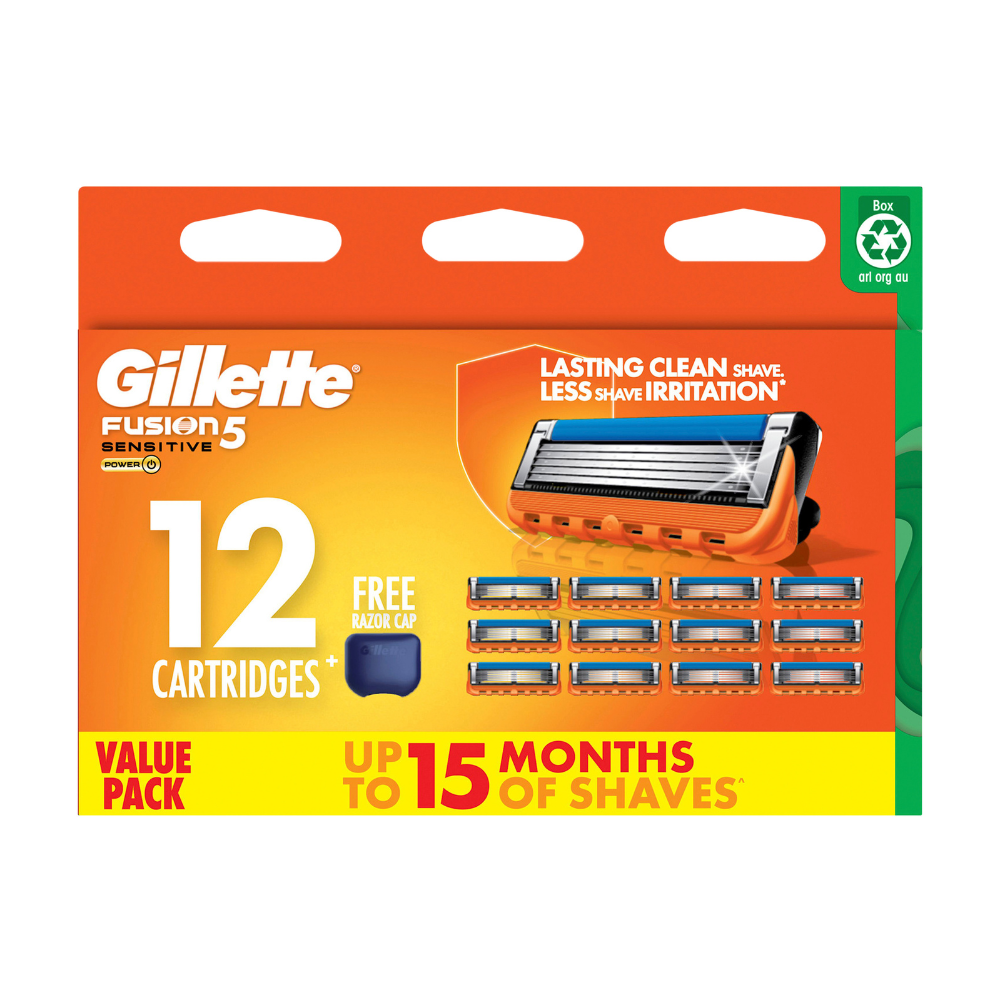 Gillette Fusion5 12 Refill Cartridges Razor Blades Value Pack