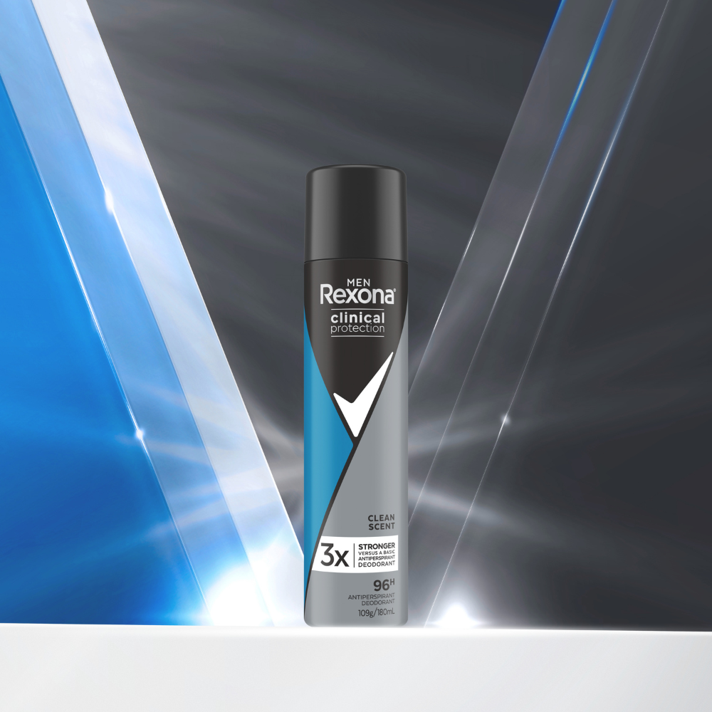 6 x Rexona Men Clinical Protection 96H Antiperspirant Spray Deodorant Clean Scent 180mL