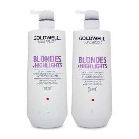 Goldwell Dualsenses Blondes & Highlights Anti-Yellow Shampoo & Conditioner 1 Litre Duo