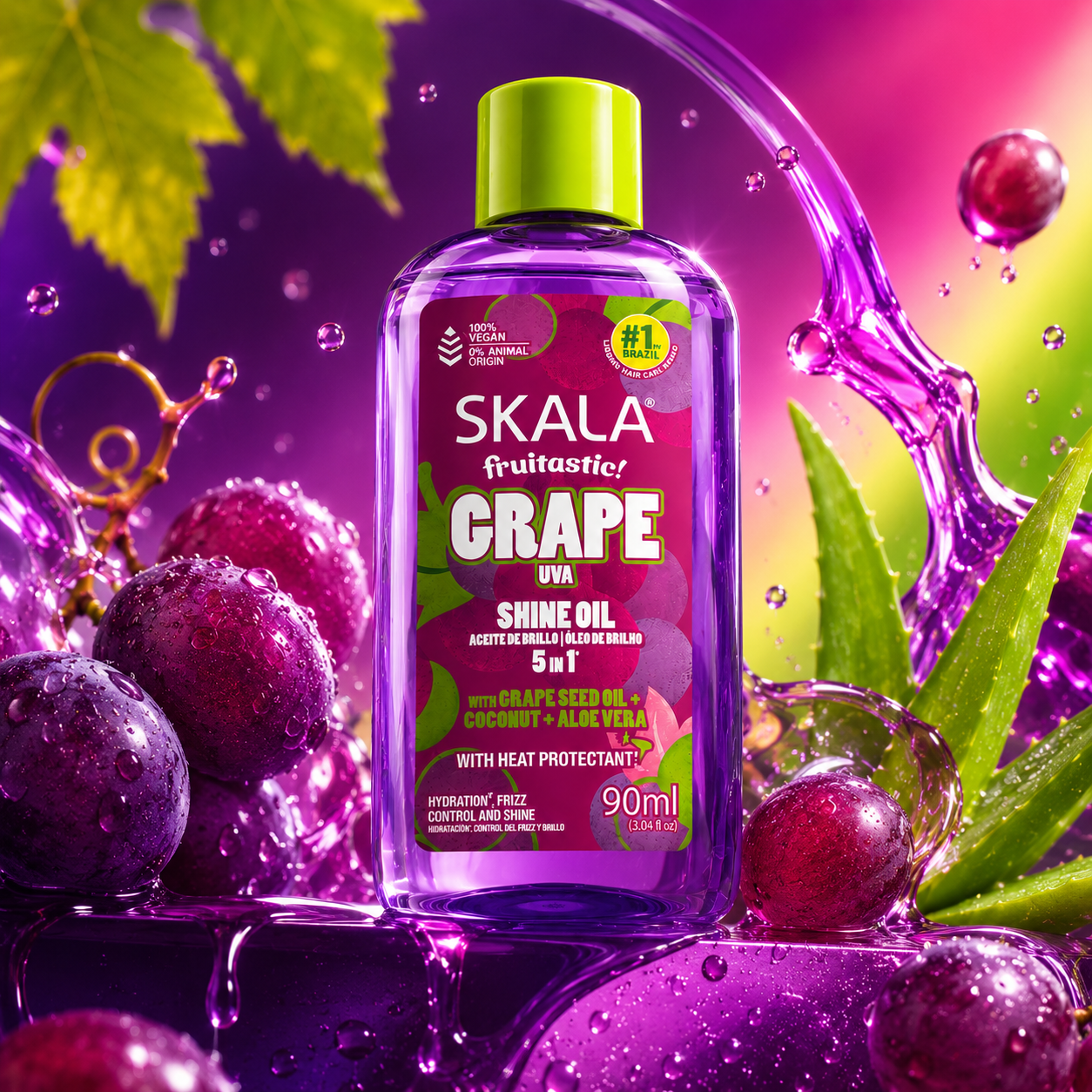 Skala Grape Shine 5-in-1 Hair Oil with Heat Protectant 90mL