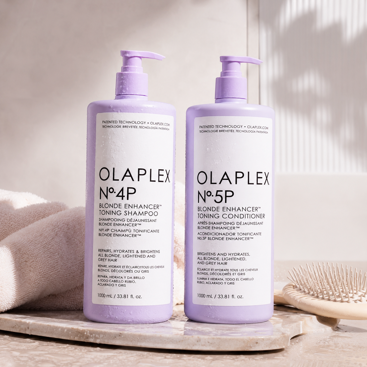 Olaplex Blonde Enhancer Toning No.4P Shampoo & No.5P Conditioner 1000mL Duo
